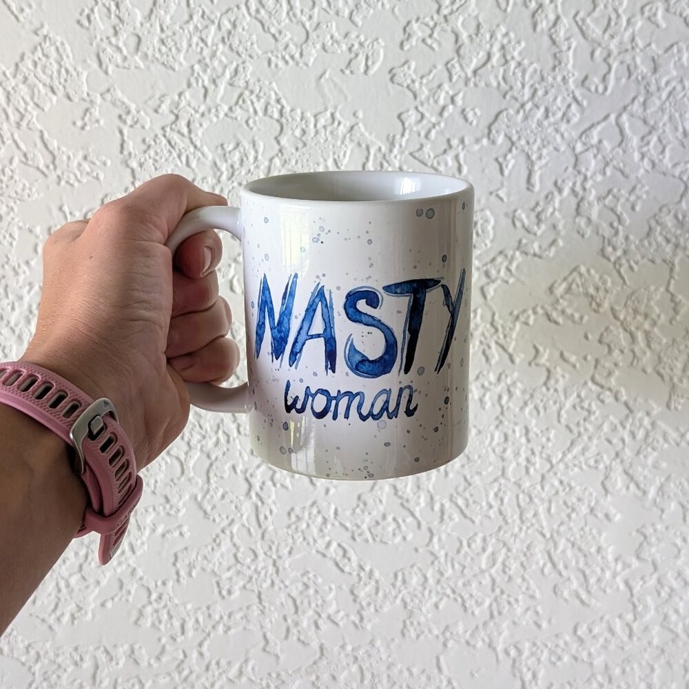 Society6 Nasty Woman White Blue Watercolor Ceramic Coffee Mug 11oz